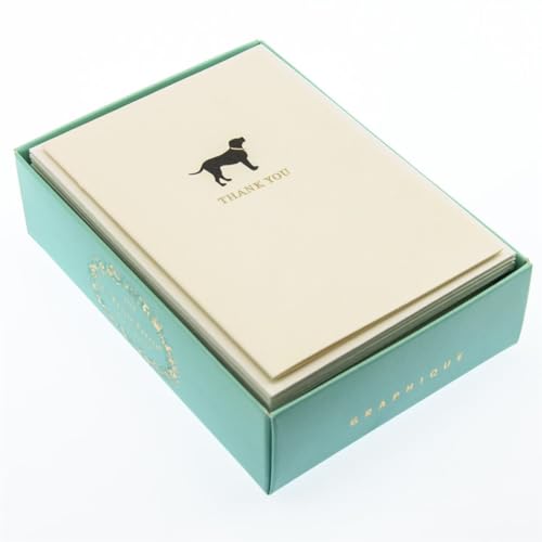 Graphique La Petite Presse Boxed Blank Thank You Cards - Black Lab with Gold Foil - Perfect Thank Yous for Gifts, Weddings, Bridal Showers, and More - Pack of 10 Cards with Envelopes (3.25 x 4.75") - color: Black Lab