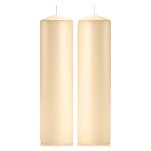 Light In The Dark Ivory Pillar Candles - Set of 2 Unscented Pillar – 3x12 inches for Wedding Centerpiece Candle, Home Decor and Holiday Celebrations - color: Ivory