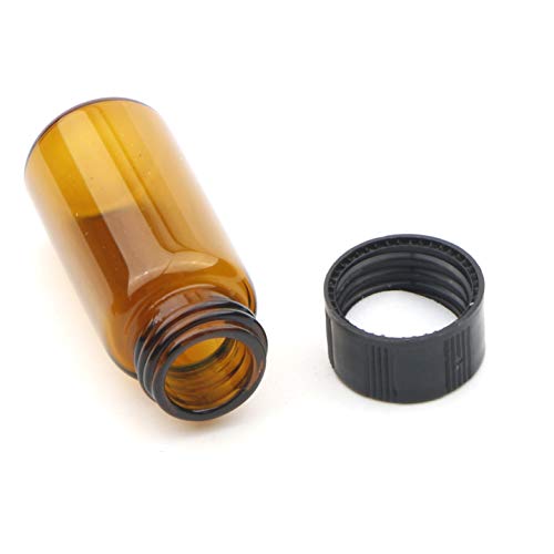 10Pcs 5ml Small Amber Glass Lab Sample Vials with Black Screw Caps - color: Amber, size: 5ml