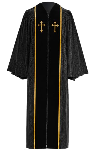 MyGradDay Unisex Deluxe Clergy Robe,clergy church gown - color: Black(black)-b, size: 45''(5'0''-5'2'')