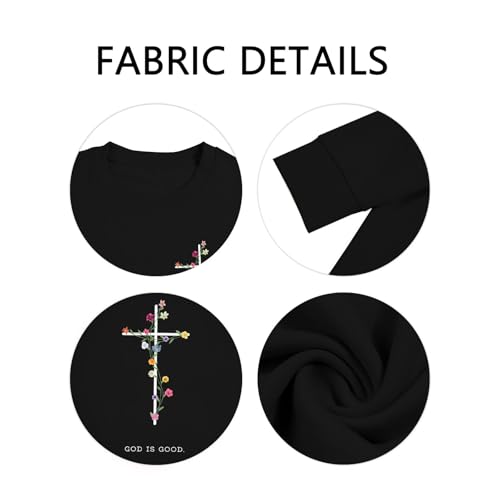 Christian Sweatshirt For Women Jesus Is The Light Print Pullover - color: Black1, size: Small