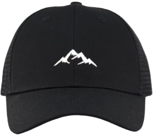 TSSGBL Various Gift Hats for Men - M L XL XXL Big Head Fit, Adjustable Mesh Trucker Ball Cap, Ideal Gifts - color: Front Mountain Black, size: One Size