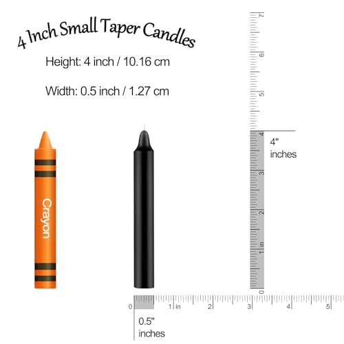 Tobeape 24 Pack Black Spell Chime Candles, 4" Unscented Mini Taper Candles - color: Black, size: 4 inch Taper Candle-24pcs