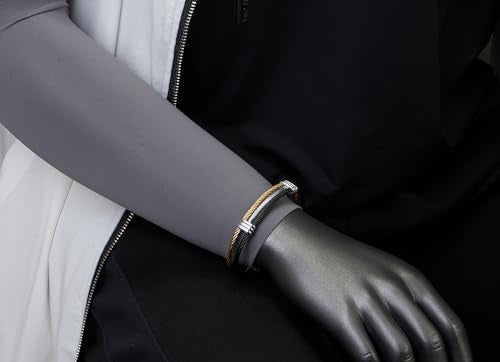 Men Women Stainless Steel Twisted Cable Adjustable Cuff Bangle Bracelet - color: N-Metal Color: Black & Gold & Silver