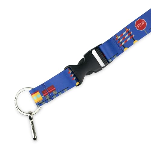 Limeloot Lanyard – Soft Neck Lanyard with Quick Release & Key Ring – ID Badge Holder & Keychain Lanyard for Men & Women - color: Trains