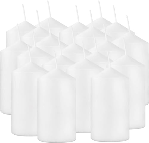 Howemon 20 Pcs Bulk Long Burning Wax Pillar Candles 2" x 4" Dripless Unscented Smokeless for Wedding Party Spa Lantern Fireplace Home(White) - color: 2X4"20pcs-White
