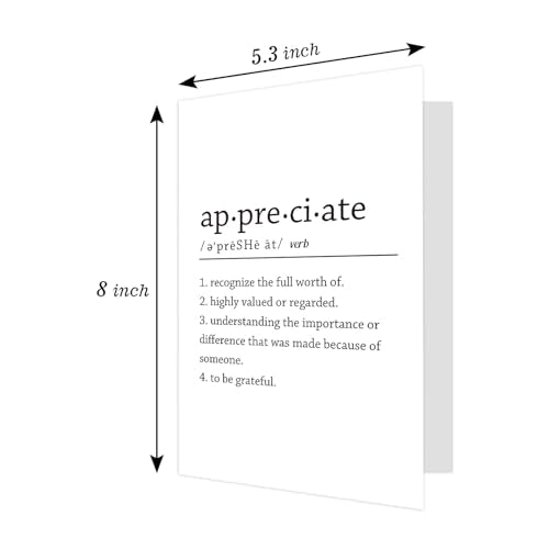 Ogeby Appreciate Definition Card for Man Woman, Funny Thank You Card for Teacher Boss Friend Family, Gratitude Gift, Words Aren't Enough To Express How Much We Appreciate You - color: #622