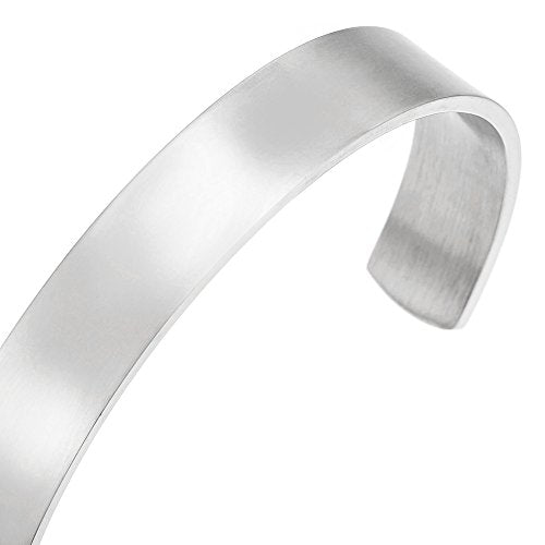 Stainless Steel Adjustable Cuff Bangle Bracelet for Men Women Minimalist - color: A-Metal Color: Silver-01