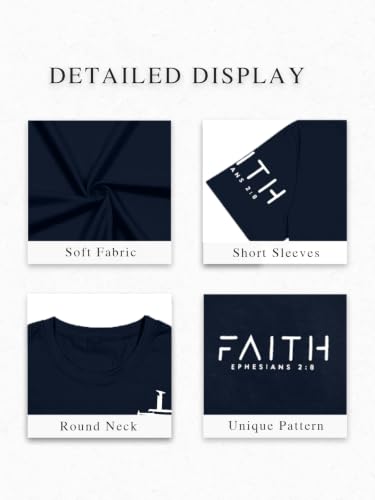 Christian Shirts for Men Religious Cross Shirt Faith Graphic Tees - color: Darkblue, size: Medium