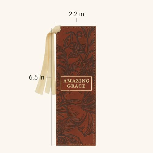 Christian Art Gifts Premium Faux Leather Bookmark for Women: Amazing Grace