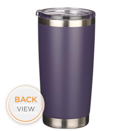 Christian Art Gifts Stainless Steel Double Wall Vacuum Insulated Tumbler 18 oz - color: Purple/Be Still