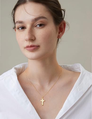 S.Leaf Cross Necklace for Women Gold Plated Cross Charm Necklaces for Women Dainty Opal Shell Choker Pendant Jewelry Necklaces for Women Religious Faith Christian Birthday Gifts for Women Mom Her Grandma Valentines Day Mother Day - color: Opal_Gold