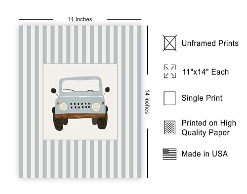 Monem Art Nursery Truck Print - Blue Jeep Poster - Minimal Car Art - Pastel Color Wall Design - Boy's Playroom Art - Great Kid's Room or Nursery Wall Decor - 11x14 UNFRAMED Wall Art - color: Style-05, size: 11"L x 14"W