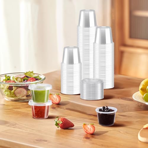 500 Pack 1 oz Jello Shot Cups, Disposable Condiment Cups with Lids - size: 1oz-500p