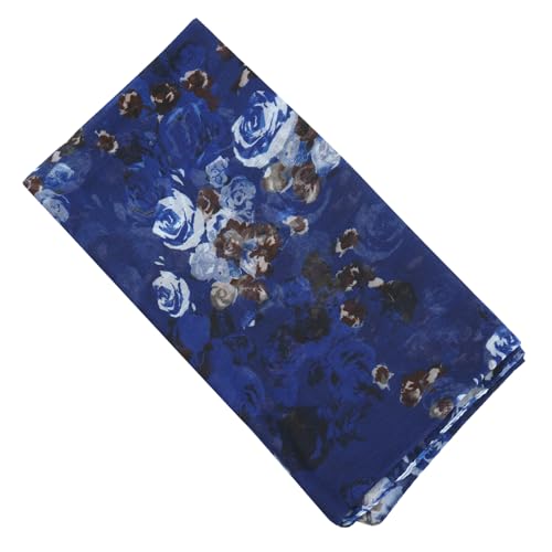 GERINLY Lightweight Scarves Fashion Print Cotton Feel Scarf for Women Shawl - color: Darkblue