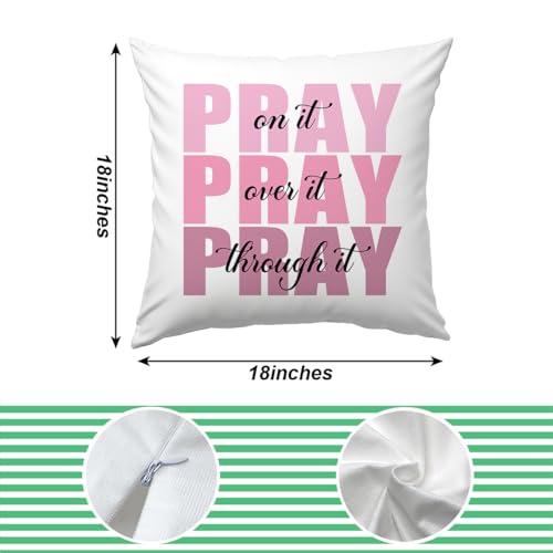KongMoTree Bible Verse Pillow, Christian Holy Bible Pillow Covers - Prayer & Inspirational Gifts for Women & Girls - Sofa & Living Room Decor (White) - color: Pray-white