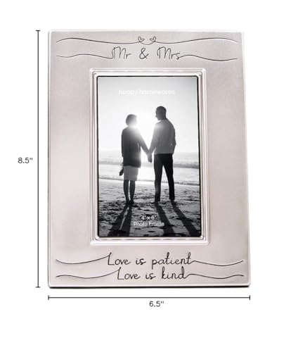 Haysom Interiors Beautiful Two Tone Silver Plated Mr & Mrs 4" x 6" Picture Frame with Black Velvet | Unique and Thoughtful Gift Idea by Happy Homewares - size: Mr & Mrs
