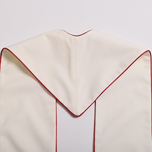 BLESSUME 1PC Clergy Mass Stole Cross Embroidered Wedding Stole - color: White/Red
