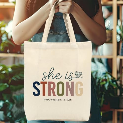 Faith Canvas Tote Bag, Christian Gifts for Women Girls Mom Sister Inspirational Bible Verse Birthday Christmas - color: Colorful Christian 818