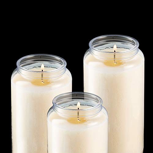 Tribello 6 Day Candles, 1 Pack | 6” White Pillar Candles for Memorial, Religious Ceremony, Party Decor, Emergency Survival | Unscented Slow Burning 100% Vegetable Wax in Plastic Jar Container