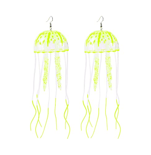 Exaggerated Lifelike Ocean Floating Jellyfish Earrings Big Colorful Funny Weird Octopus Hook Earrings Statement Party Nightclub Jewelry 1 pair - color: yellow