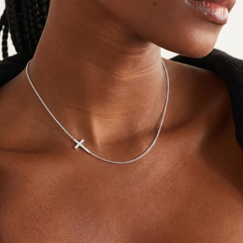 925 Sterling Silver Cross Necklace for Women Silver Cross Necklace - color: Silver -22"
