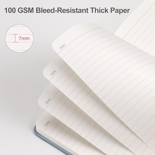 EMSHOI Lined Journal Notebook, 192 Numbered Pages, A5 Size (5.7'' x 8.3'') - color: Gray Blue, style: Ruled