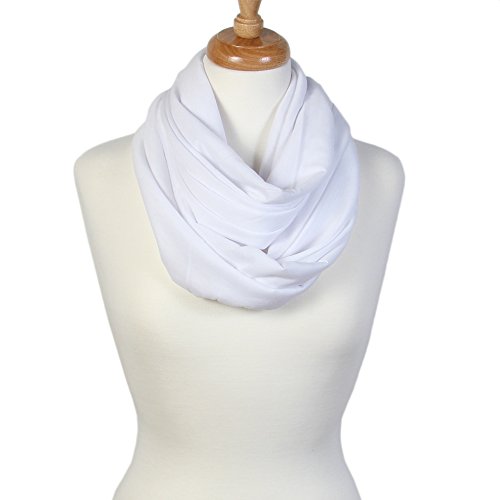 Super Soft Cotton Blend Lightweight Solid Color Multi Loop Infinity Scarves - color: White