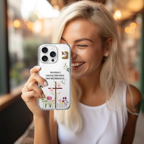 Jesus Cross Clear Phone Case Compatible with iPhone 14 Pro Max - color: I Can Do, size: for iPhone 14 Pro Max