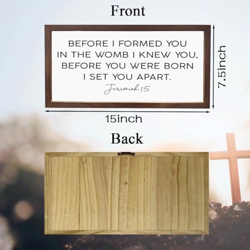 Religious Wood Signs, Farmhouse Wood Framed Sign 15×7.5×0.3 inches, Religious Artwork for Wall Decoration, Home Church Decor, Bible Verse Decor, Scripture Jeremiah 1:5 Sign - color: color 12