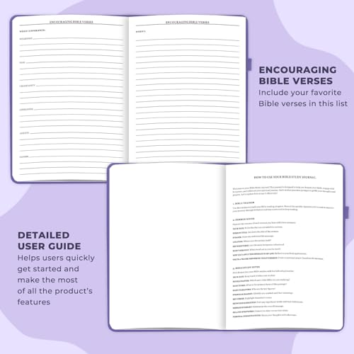 Bible Study Journal - Church Notes Notebook for Note Taking & Reflection - Guided Bible Study Notebook - Faith-Based Religious Gifts & Bible Study Supplies (Lavender) - color: Lavender, size: 7" x 10"