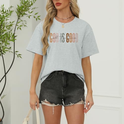 Tuislay Christian God is Good Shirt for Women Faith Jesus Shirts Bible Verse Religious Tshirts Inspirational Tees Cute Tops - color: Light Gray, size: Medium