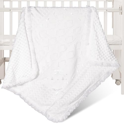 Baby Blanket for Boys Girls Baptism Christening Gifts for Girl Boys Easter Soft White Knitted Shawl Receiving Crochet Blankets Towel for Neutral Newborns Toddler - color: Baptism Blanket