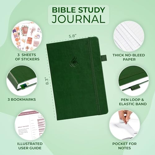 Clever Fox Bible Study Journal, Guide, Supplies for Women A5 Green - color: Forest Green, size: A5 (5.8'' x 8.3'')