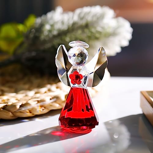 YWHL Red Crystal Guardian Angel Gift for Women, Christmas Angel Figurine - color: Red