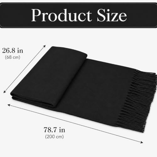 Fall Winter Plaid Scarf for Women Soft Tassel Scarves Oversized Shawl Wraps - color: Black