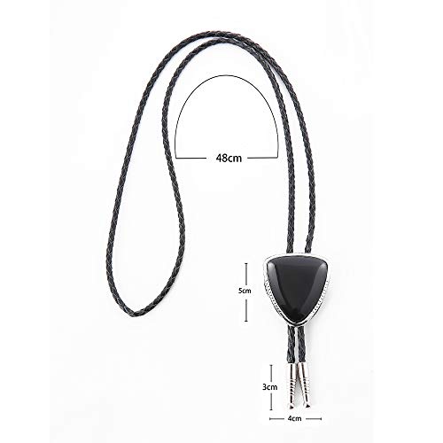 bolo tie for man,handmade western cowboy alloy natural mix Leather Bolo Tie - color: Black Triangle Bolo Tie