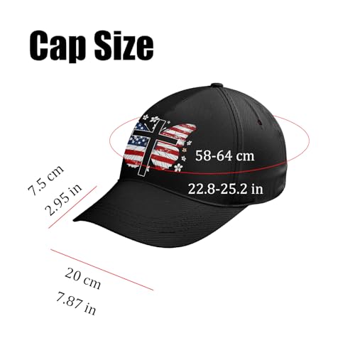 American Flag Christian Trucker Hat for Men Women, Adjustable Snapback Baseball Cap USA Pride Hat Religious Gifts - color: Black Red White Butterfly Cross