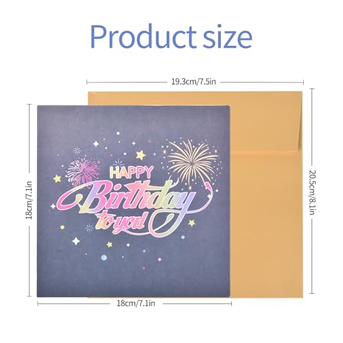 3D pop-up music birthday card - LED Light Cake Greeting Card - color: Cake - Fireworks