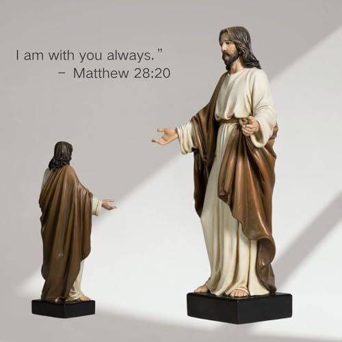 12inch Jesus Statue Hand Painted Jesus Christ with Open Arms Religious Home Decor Resin Sculpture Christian Home Décor - color: Brown Robe, size: 12inch