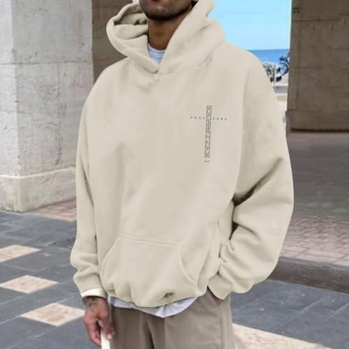 Christian Hoodies for Men Inspirational Religious Faith Cross Sweatshirts Vintage Bible Verse Graphic Hoodie Pullover - color: Apricot, size: Small