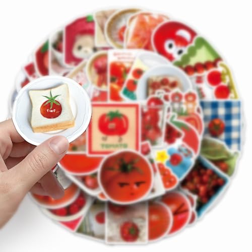 100PCS Tomato Sticker for Teens Girls Kids,Cartoon Vegetables Red Fruit Waterproof Decals for Refrigerator Luggage Phone Cases Water Bottles Computer Car Skateboard Guitar Notebook Laptop Journal - color: Tomato