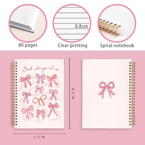 Coquette Pink Bow God Says I am Christian Notebook Journal for Women - color: God Says I'm