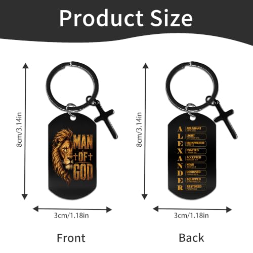 Keychain for Men Boys, Dog Tag Style Key Chain, Black Key Rings Birthday Christmas Veteran Day Gifts - style: Man of God