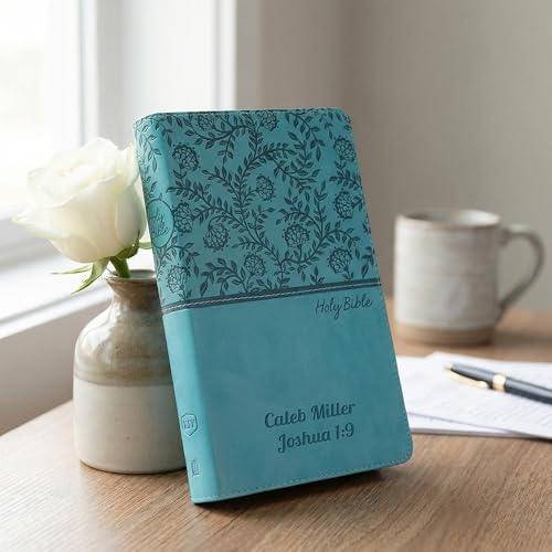 Printualist Personalized KJV Deluxe Holy Bible with Name Engraved, Red Letter King James Version, Faux Leather Turquoise Cover, Custom Gift Bible for Christian Celebrations - color: Turquoise