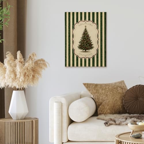 XINCEYWJ Vintage Green Striped Christmas Tree Wall Art Decor 11x14 Inches - color: Christmas tree-6, size: 11x14in