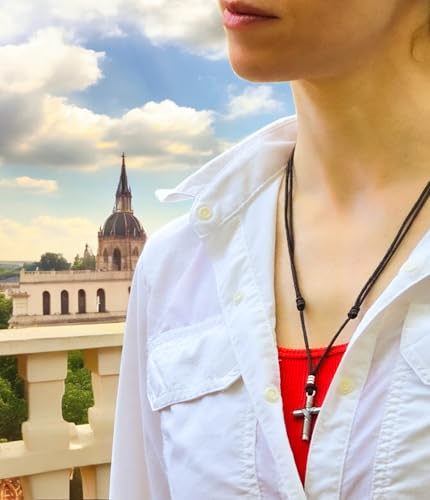 BlueRica Wrapped Cross on Adjustable Cord Necklace - color: Black