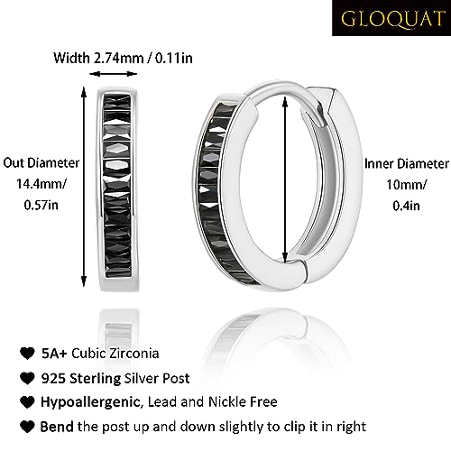 14K Gold Huggie Earrings for Women Silver Huggie Hoop Earrings Cubic Zirconia Huggie Earrings Stud Earrings Lightweight Dainty Hypoallergenic Earrings Jewelry Gifts - color: Silver Black CZ Huggies