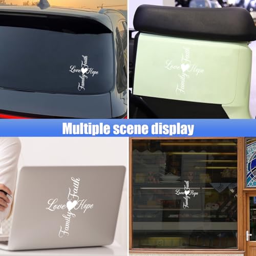 Faith Hope Love Family Car Sticker Decal, Waterproof Heart Vinyl Auto Bumper Decal Decoration, Religious Cross Vehicle Window Sticker Accessories for Sedan, SUV, Truck, Laptop(1PC) - size: 1PC
