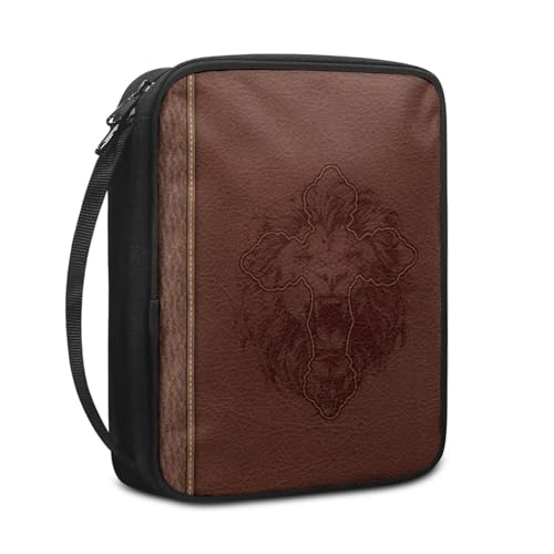Cross Lion Print Bible Cover for Women Men Teens,Lightweight Book Carrying Cases Church Bag - color: Cross Lion